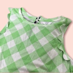 Crown & Ivy Gingham Scalloped Sleeveless Top PS